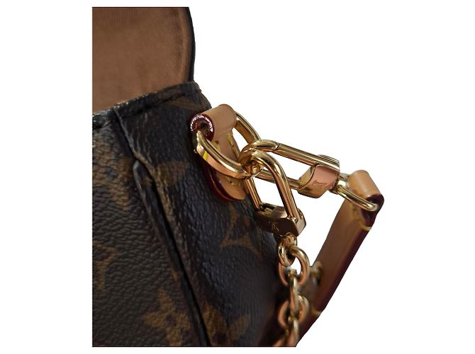 Borsa Ivy Wallet on Chain in Tela Marrone Louis Vuitton Rosso - vista 6