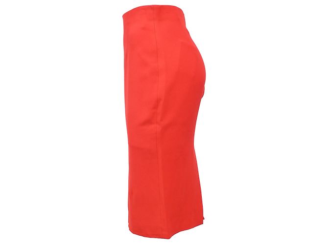 Jupe crayon midi Alexander Mcqueen en laine rouge - vue 2