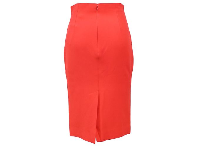 Jupe crayon midi Alexander Mcqueen en laine rouge - vue 3