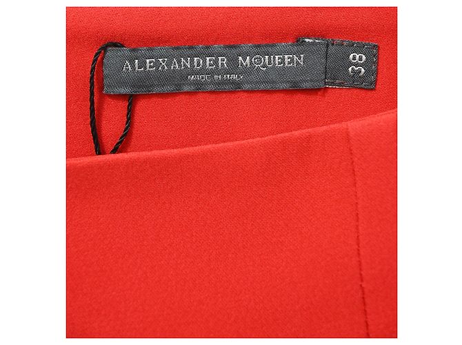 Jupe crayon midi Alexander Mcqueen en laine rouge - vue 4