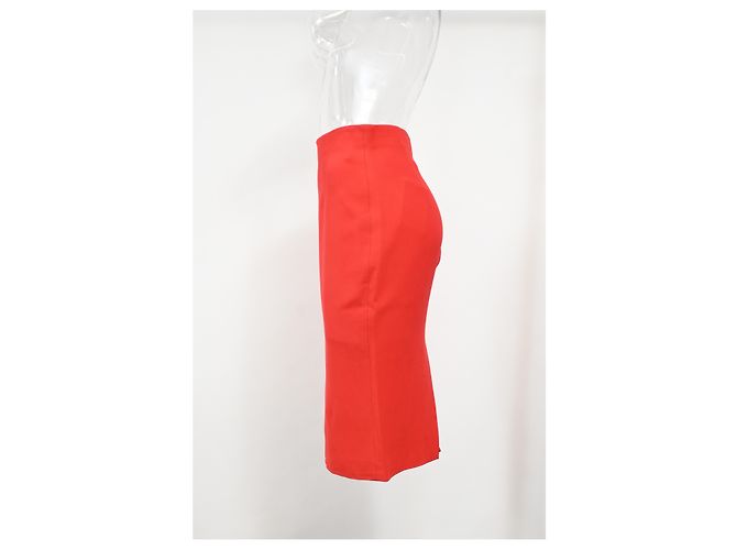 Jupe crayon midi Alexander Mcqueen en laine rouge - vue 6