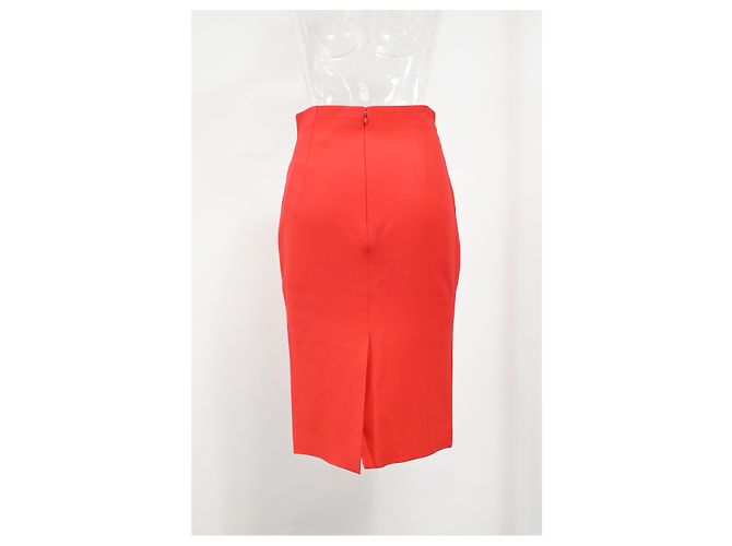 Jupe crayon midi Alexander Mcqueen en laine rouge - vue 7