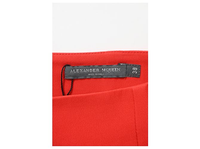 Jupe crayon midi Alexander Mcqueen en laine rouge - vue 8