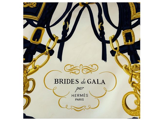 Hermès Bufanda de seda Hermes BRIDES de GALA Azul - vista 3