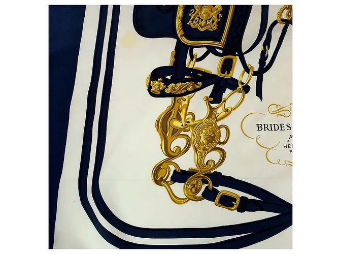 Hermès Bufanda de seda Hermes BRIDES de GALA Azul - vista 4