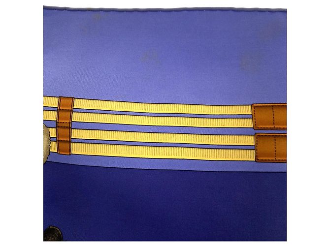 Foulard in seta Hermès Carré 90 Jumping Blu - vista 6