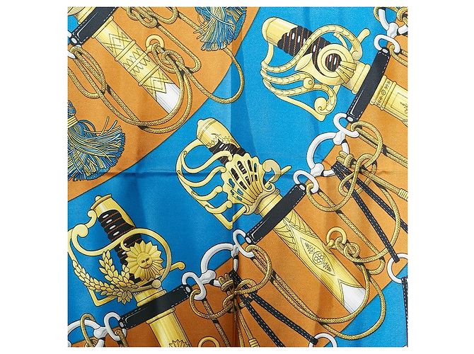 Hermès Bufanda de seda Hermes Cliquetis patrón espada Azul - vista 2