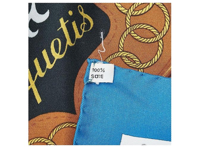 Hermès Bufanda de seda Hermes Cliquetis patrón espada Azul - vista 5