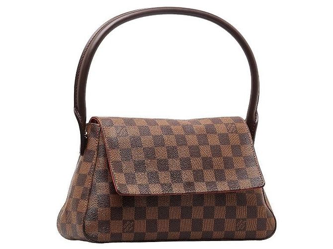 Borsa Louis Vuitton Damier Mini Looping Ordine Speciale Borsa a Spalla N51148 Pelle PVC Marrone - vista 2