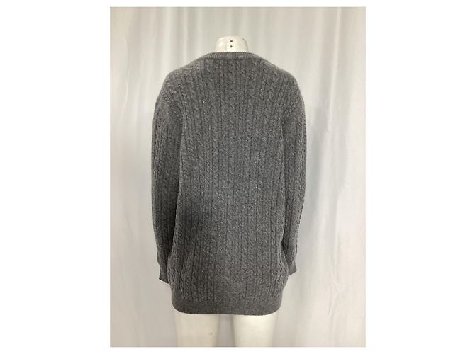 Grauer Woll-Cardigan mit Kabelstrickknöpfen von Alessandra Rich - Ansicht 10