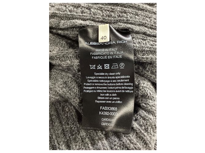 Grauer Woll-Cardigan mit Kabelstrickknöpfen von Alessandra Rich - Ansicht 12