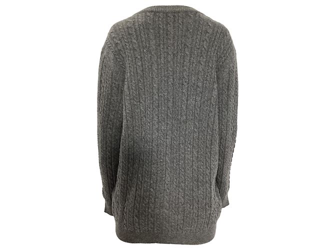 Grauer Woll-Cardigan mit Kabelstrickknöpfen von Alessandra Rich - Ansicht 4