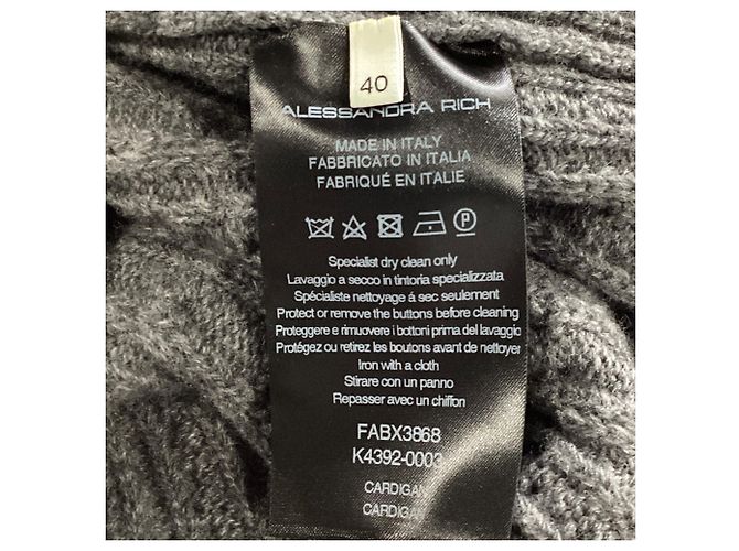 Grauer Woll-Cardigan mit Kabelstrickknöpfen von Alessandra Rich - Ansicht 6