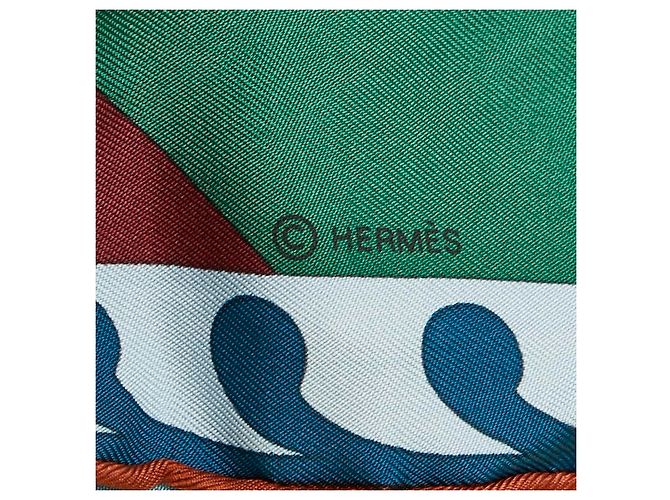 Bufanda de seda Hermès Carré 90 PILOTARI Verde - vista 4