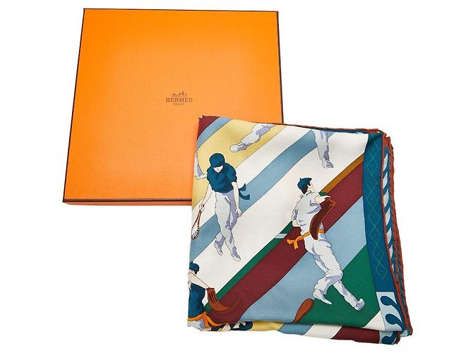 Bufanda de seda Hermès Carré 90 PILOTARI Verde - vista 6