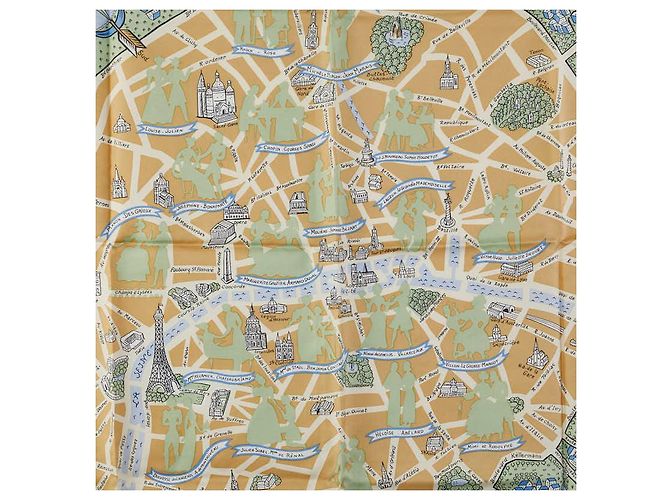 Bufanda de seda Hermès LES AMOUREUX DE PARIS Azul - vista 2