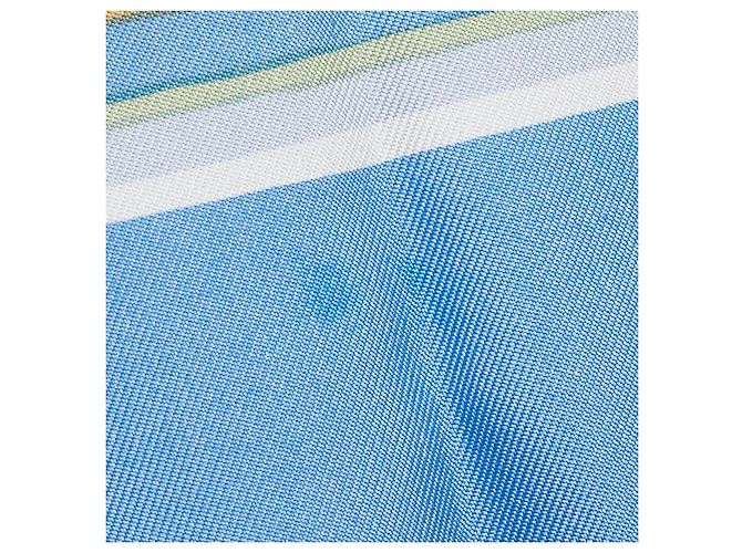 Bufanda de seda Hermès LES AMOUREUX DE PARIS Azul - vista 3