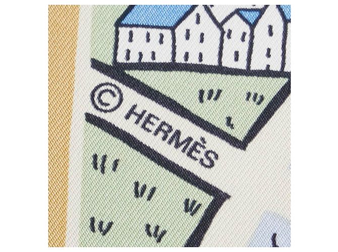 Bufanda de seda Hermès LES AMOUREUX DE PARIS Azul - vista 6