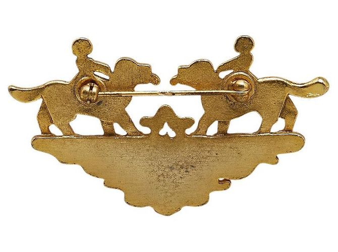 Hermès Vintage Hund Mädchen Brosche Hermes Gold Mehrfarbig Golden Metallisch - Ansicht 2