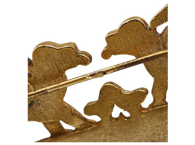 Hermès Vintage Hund Mädchen Brosche Hermes Gold Mehrfarbig Golden Metallisch - Ansicht 4