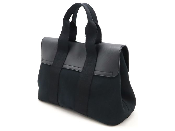 Hermès Borsa tote Hermes Valparaiso PM in pelle chevron nera Nero - vista 2