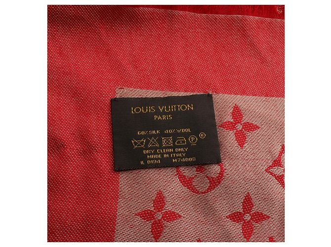 Louis Vuitton Silk Wool Monogram Shawl M74008 Red - view 2