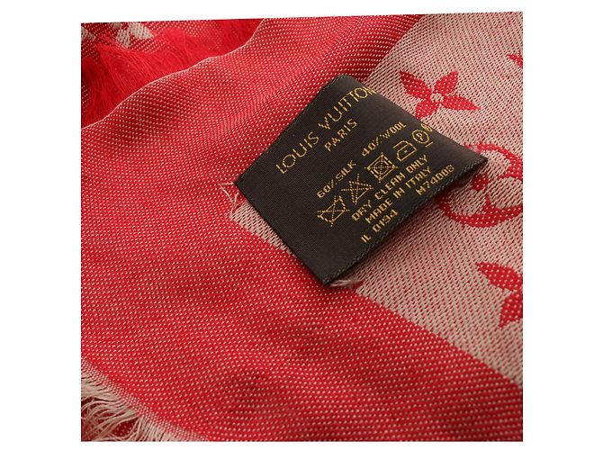 Louis Vuitton Silk Wool Monogram Shawl M74008 Red - view 3