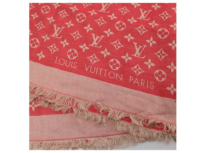 Louis Vuitton Silk Wool Monogram Shawl M74008 Red - view 6