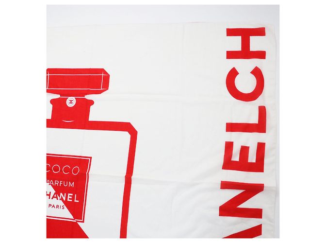 Chanel Vintage Perfume Pattern Scarf Red White - view 3