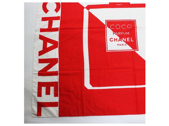 Chanel Vintage Perfume Pattern Scarf Red White - view 4