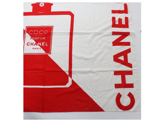 Chanel Vintage Perfume Pattern Scarf Red White - view 5