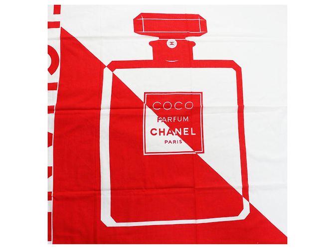 Chanel Vintage Perfume Pattern Scarf Red White - view 6