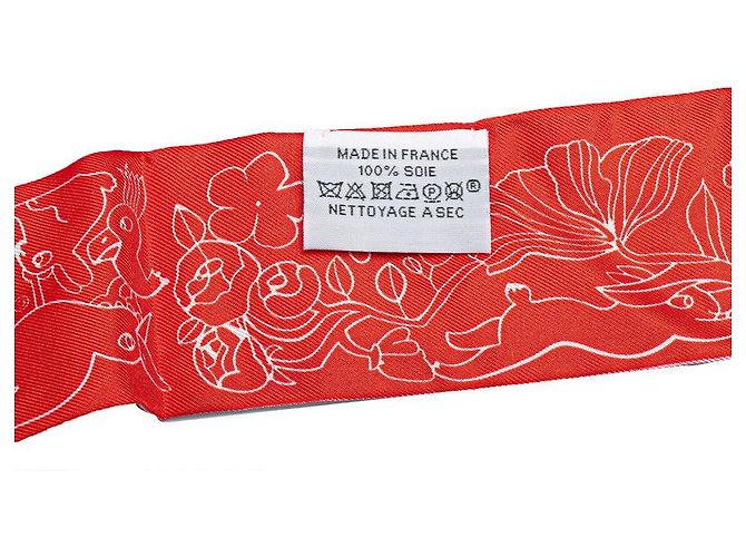 Bufanda Hermès Silk Twilly Mille Lapins Rosa - vista 5