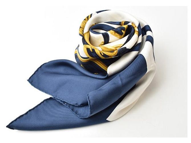 Hermès Seidenschal Carré 90 Gürteldesign Blau - Ansicht 2