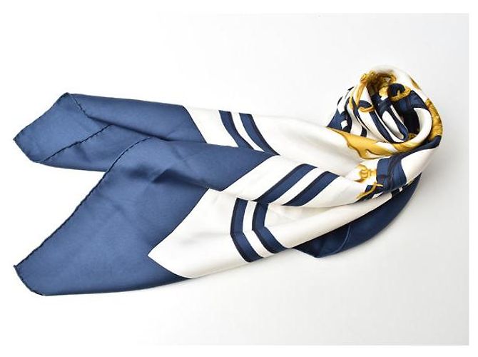 Hermès Seidenschal Carré 90 Gürteldesign Blau - Ansicht 3