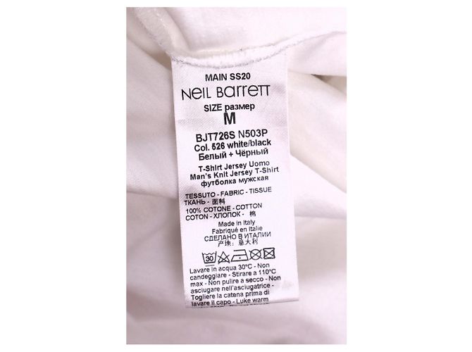 Camiseta de algodón blanco con estampado de rayo Neil Barrett - vista 12