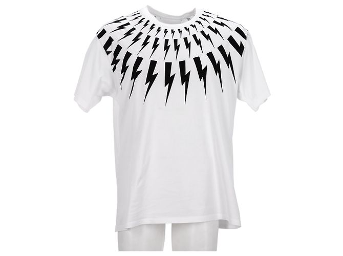 Camiseta de algodón blanco con estampado de rayo Neil Barrett - vista 7