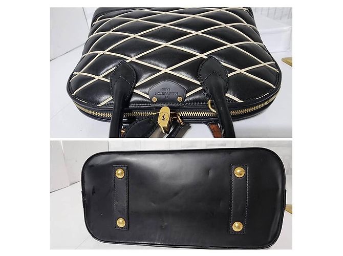 LOUIS VUITTON Alma PM Tasche aus Lammleder Malletage Schwarz/Weiß - Ansicht 10