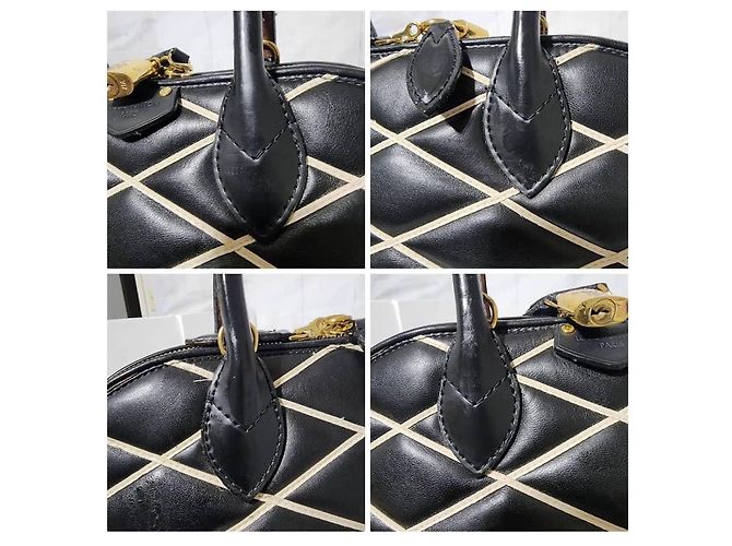LOUIS VUITTON Alma PM Tasche aus Lammleder Malletage Schwarz/Weiß - Ansicht 13