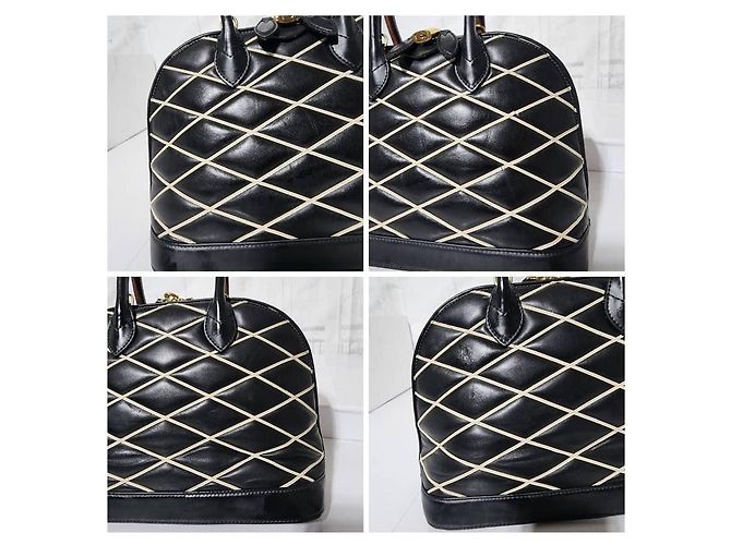 LOUIS VUITTON Alma PM Tasche aus Lammleder Malletage Schwarz/Weiß - Ansicht 16