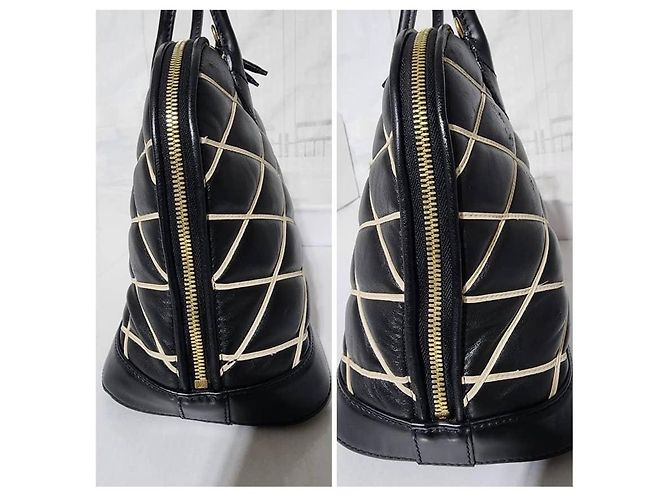 LOUIS VUITTON Alma PM Tasche aus Lammleder Malletage Schwarz/Weiß - Ansicht 17