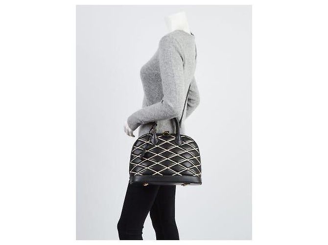 LOUIS VUITTON Alma PM Tasche aus Lammleder Malletage Schwarz/Weiß - Ansicht 3