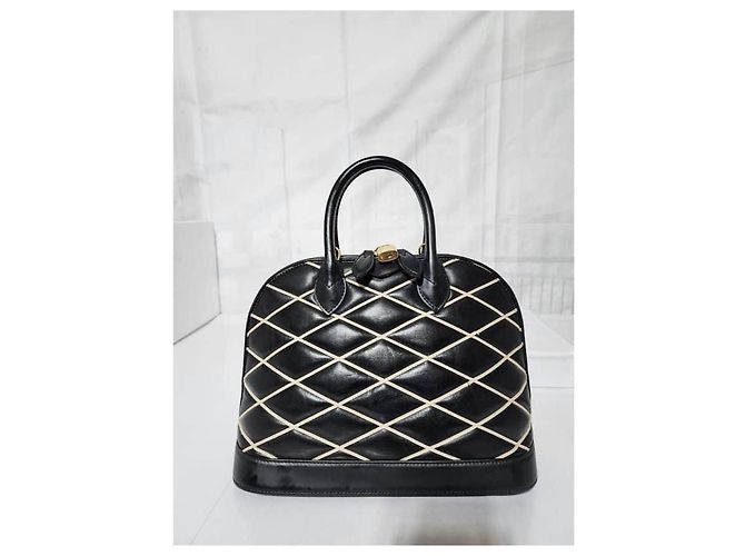 LOUIS VUITTON Alma PM Tasche aus Lammleder Malletage Schwarz/Weiß - Ansicht 4