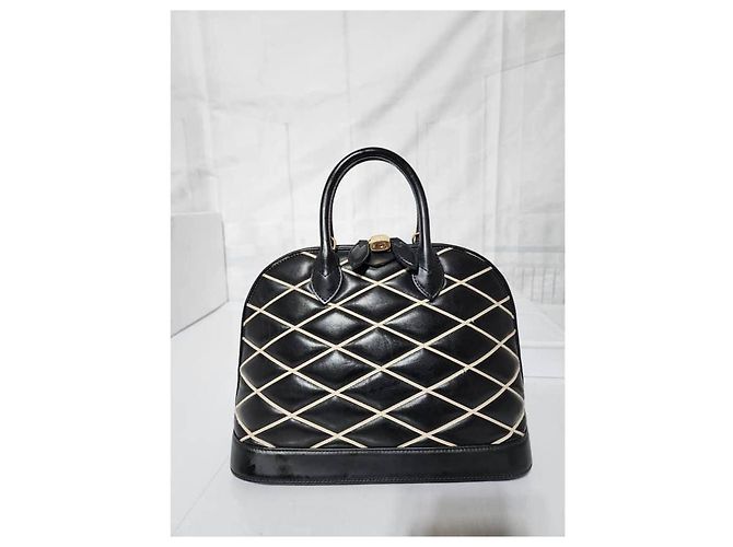 LOUIS VUITTON Alma PM Tasche aus Lammleder Malletage Schwarz/Weiß - Ansicht 7