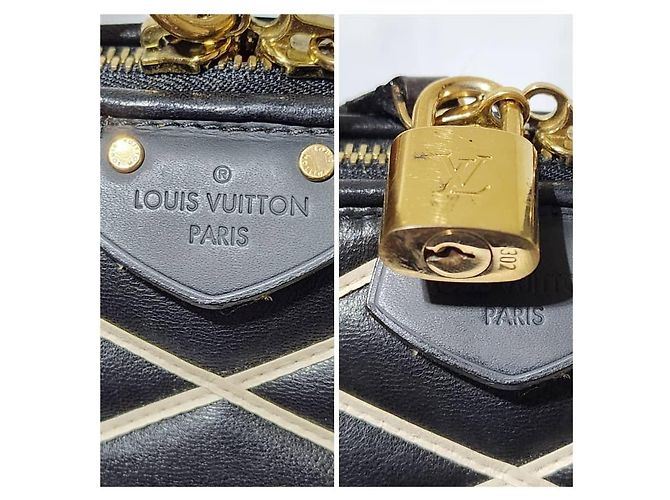 LOUIS VUITTON Alma PM Tasche aus Lammleder Malletage Schwarz/Weiß - Ansicht 9