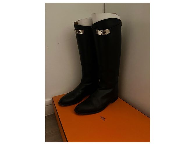 Botas Hermès Jumping de piel negra Negro - vista 4