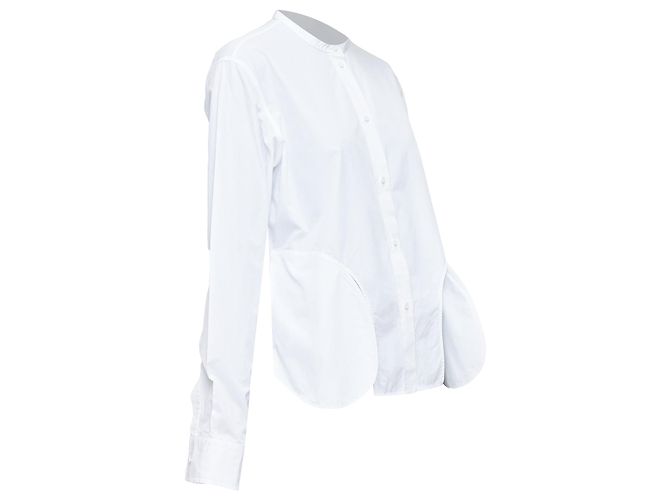 Ports 1961 shirt cotton front slit deconstructed button down top White - view 3