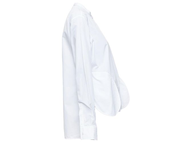 Ports 1961 shirt cotton front slit deconstructed button down top White - view 4