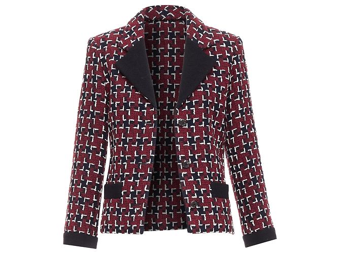 Gabrielle Chaqueta de tweed geométrica cc de brassiere Chanel Roja Burdeos - vista 3