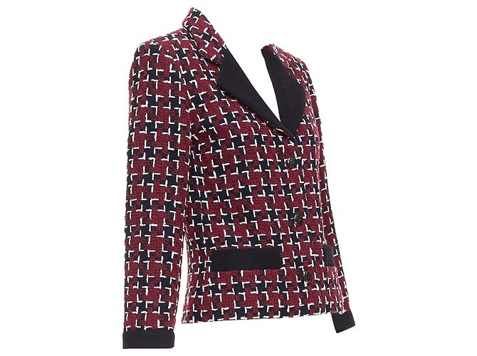 Gabrielle Chaqueta de tweed geométrica cc de brassiere Chanel Roja Burdeos - vista 4